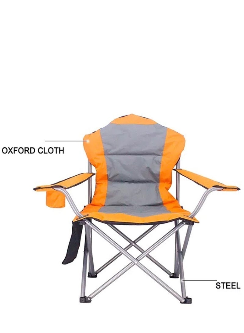 Foldable Camping Chair with Cup Holder Heavy Quality-Orange | Sadu Chair | Foldable Chair | Garden Chair | Fishing Chair | Travel Chair | Picnic Chair