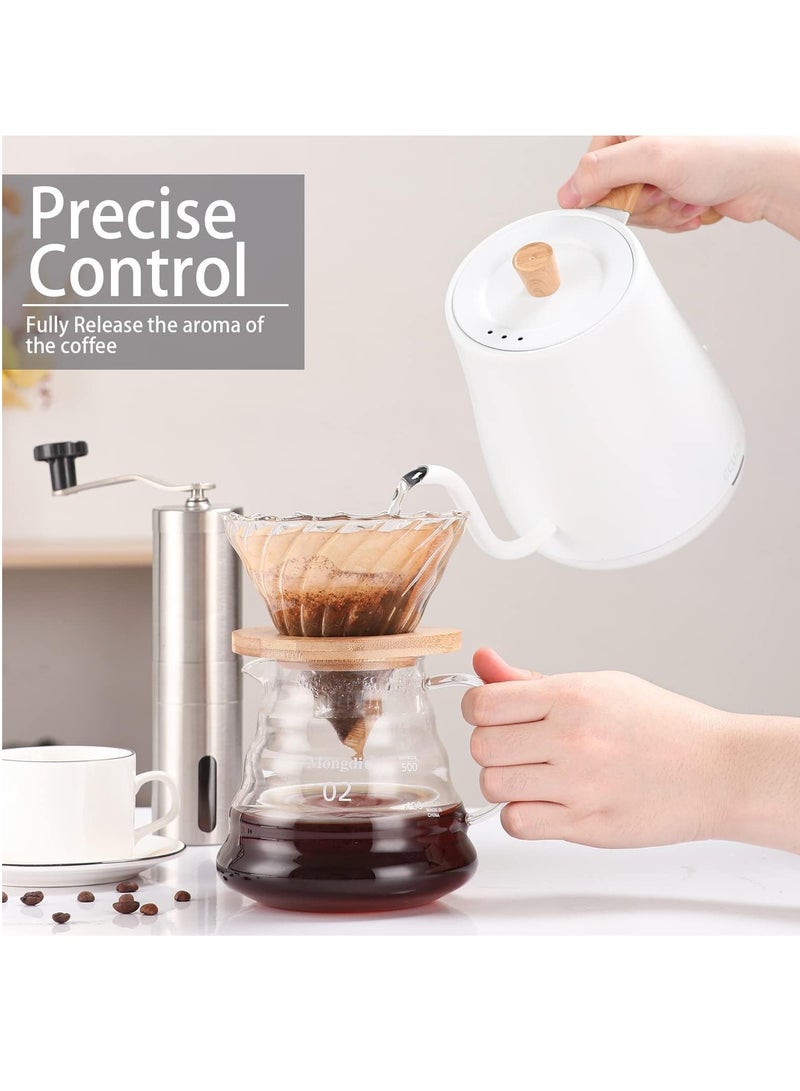 Electric Gooseneck Kettle Stainless Steel Electric Tea Kettle Fast Boiling Hot Water Kettle Pour-Over Coffee and Tea Kettle, Auto Shutoff Leak-Proof Quick Heating Anti-dry 1000ml  (White)