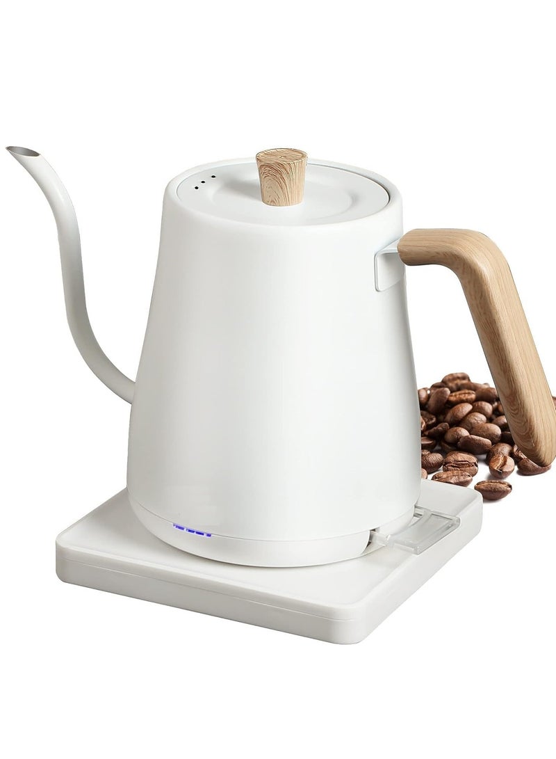 Electric Gooseneck Kettle Stainless Steel Electric Tea Kettle Fast Boiling Hot Water Kettle Pour-Over Coffee and Tea Kettle, Auto Shutoff Leak-Proof Quick Heating Anti-dry 1000ml  (White)