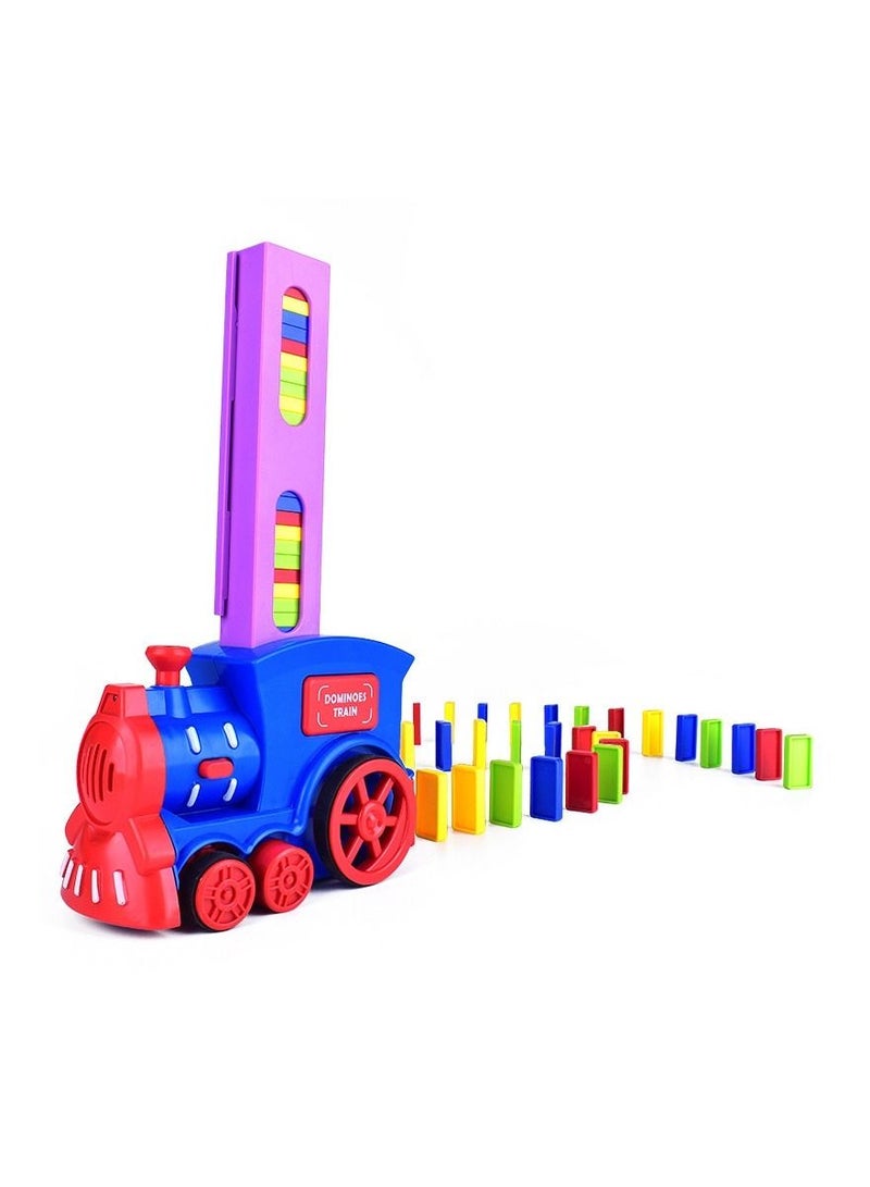 Children's Electric Domino Train Toy, Including 60 PCS Dominoes, Automatic Train Toy With Sound and Light ,Suitable For Boys and Girls Over 3 Years Old