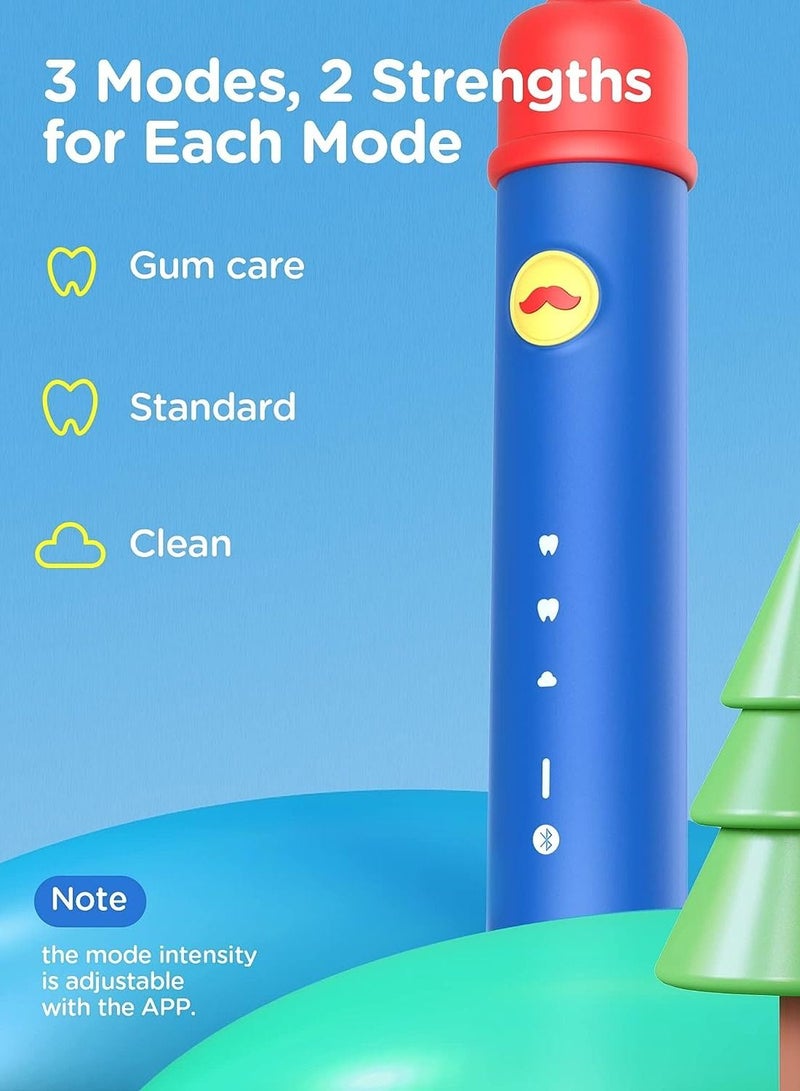 K7S Kids Electric Toothbrush for Age 4+, Rechargeable Power Toothbrush with Pressure Sensor, Bluetooth Kids Toothbrush Boys and Girls, 3 Modes, 2Mins Smartimer