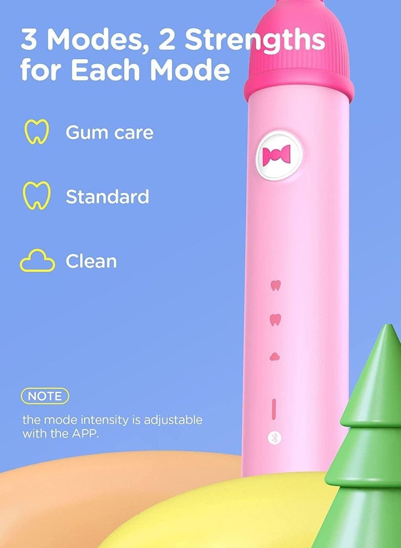 K7S Kids Electric Toothbrush for Age 4+, Rechargeable Power Toothbrush with Pressure Sensor, Bluetooth Kids Toothbrush Boys and Girls, 3 Modes, 2Mins Smartimer