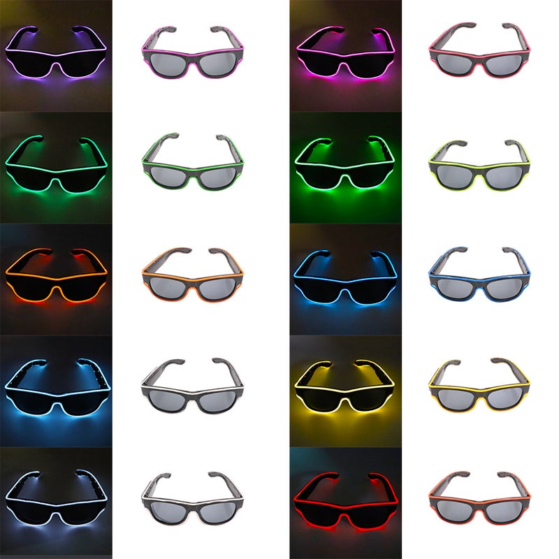 YJ011 10 Colors Optional Light Up EL Wire USB Charge Twinkle Glowing Party LED Decorative Glasses