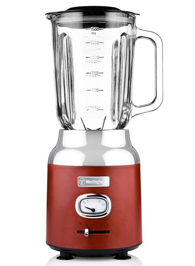 Westinghouse Retro Food Blender  600 Watt Liquidiser Blender for Kitchen Smoothie Maker with 1.5 L Glass Jug  Mixer Blender For Milkshake, Soup, Fruit, Juice & Smoothies  Red