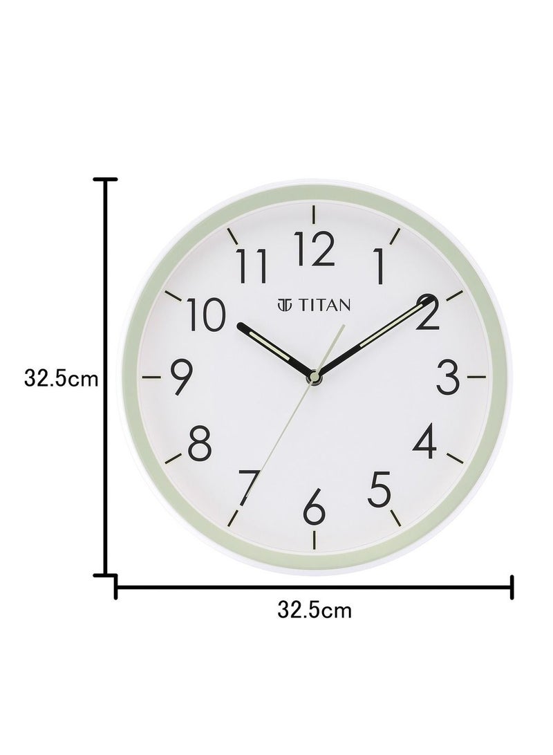 Contemporary White Dial Green Color Lume Filled Hands Technology - 32.5 cm x 32.5 cm (Medium)