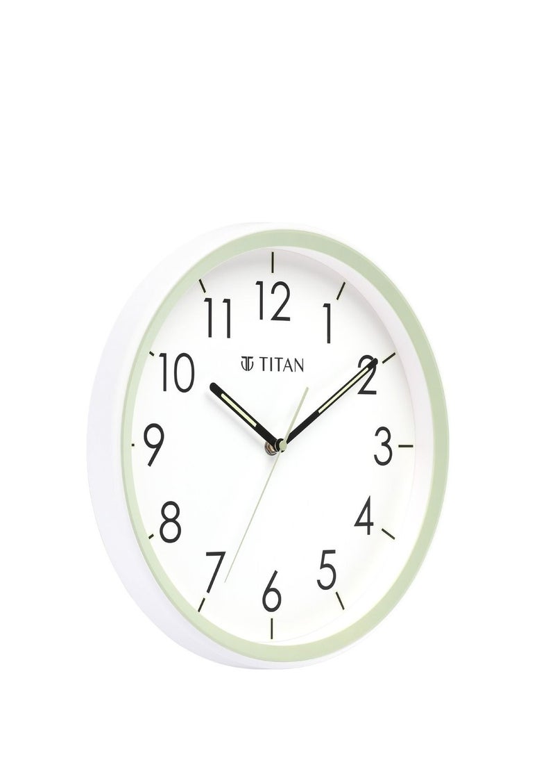 Contemporary White Dial Green Color Lume Filled Hands Technology - 32.5 cm x 32.5 cm (Medium)