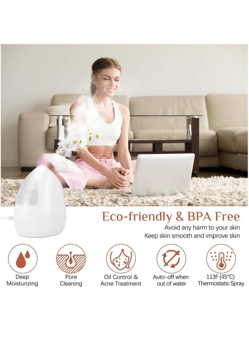 Set of Nano Ionic Facial Steamer Home Facial SPA Sauna Hot Mist Sprayer Moisturizing Cleansing Pores + Massaging Facial Cleaner With 2 Heads 3 Modes Waterproof USB Charging Exfoliating Cleansing Brush