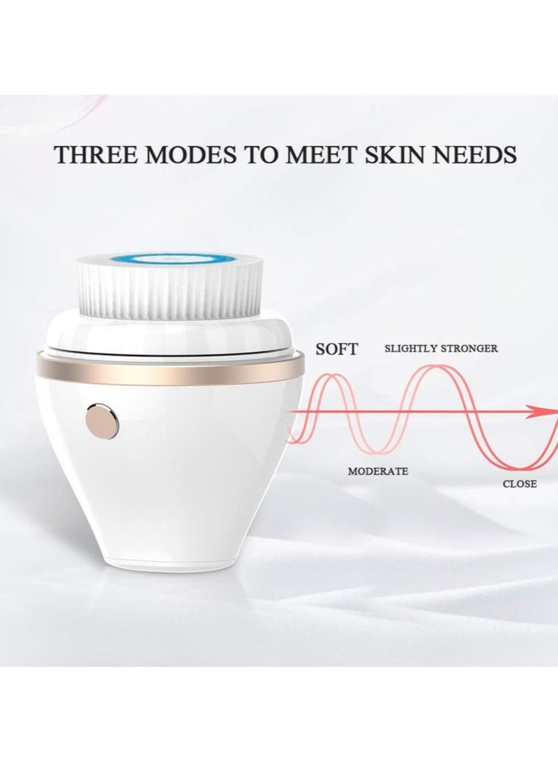 Set of Nano Ionic Facial Steamer Home Facial SPA Sauna Hot Mist Sprayer Moisturizing Cleansing Pores + Massaging Facial Cleaner With 2 Heads 3 Modes Waterproof USB Charging Exfoliating Cleansing Brush