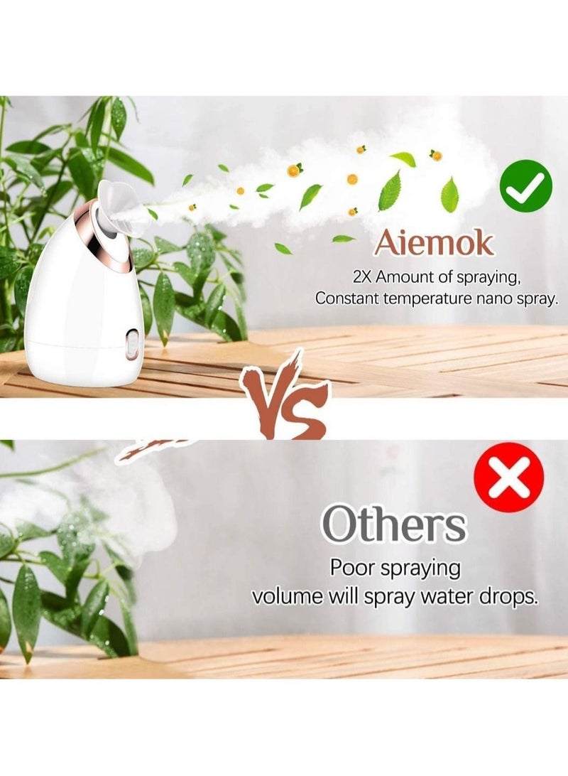 Set of Nano Ionic Facial Steamer Home Facial SPA Sauna Hot Mist Sprayer Moisturizing Cleansing Pores + Massaging Facial Cleaner With 2 Heads 3 Modes Waterproof USB Charging Exfoliating Cleansing Brush