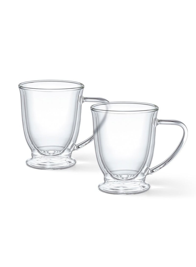 2pc Double Wall Mugs Set 270 ml Borosilicate Glass