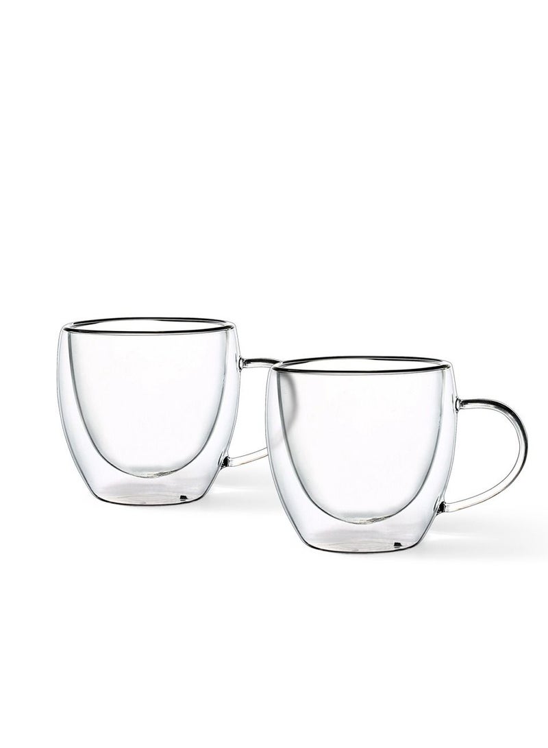 2pc Double Wall Mugs Set 300 ml Borosilicate Glass