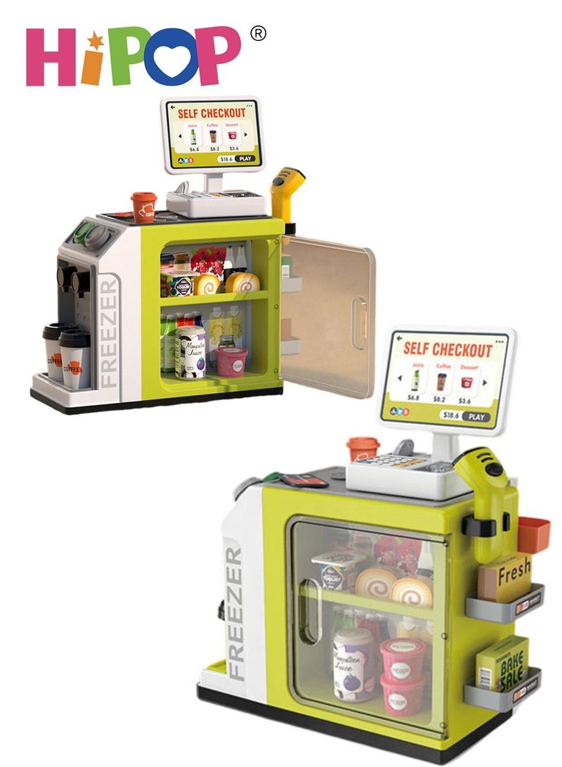 Children's Supermarket Play Toys with Cash Register,Simulate Card Swiping,Code Scanning,Shopping,Shop Pretend Play for Kids