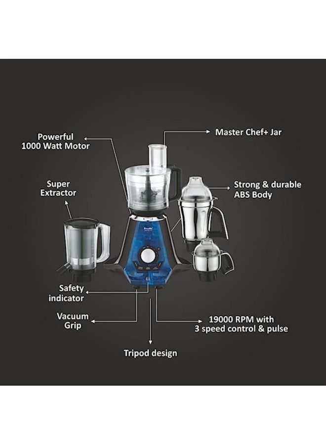 Mg-255 Mixer Grinder, 4 Jars - Super Extractor Juicer Jar, Master Chef Food Processor Jar 1000.0 W Zodiac 2 Black