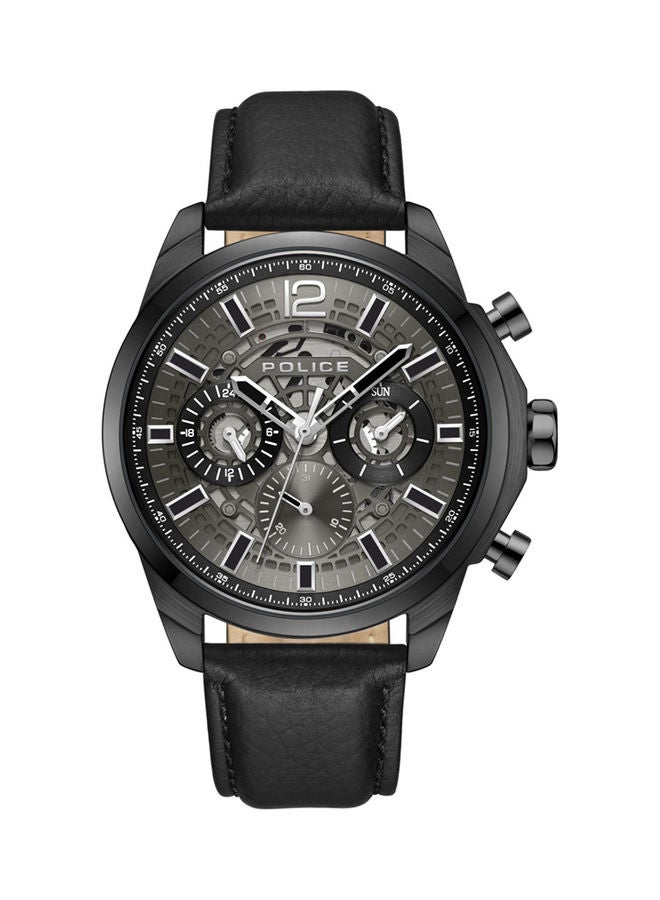Men's Analog Round Shape Leather Wrist Watch PEWJF0004303 - 44 Mm