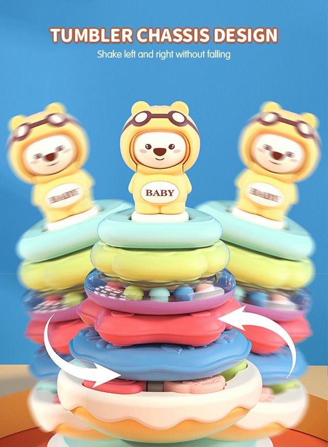 Baby Stacking Ring Toys Baby Rattle Music Tumbler Rocking Toys Fun Face Changing Toys, Shape Matching Toys, Montessori Toys Baby Educational Early Education Toys Multifunctional Toys