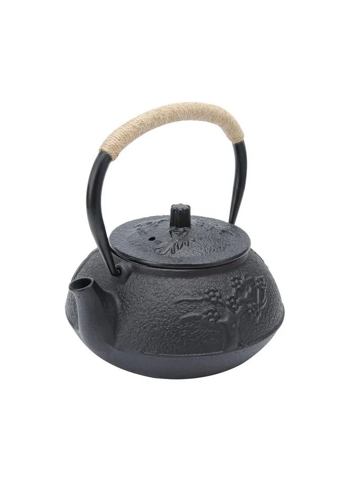 1-Piece Cast Iron Teapot,0.9L Household Mini Black Iron Kettle,Teapot Use for Teahouse/Home/Hotel/Restaurant Supplies