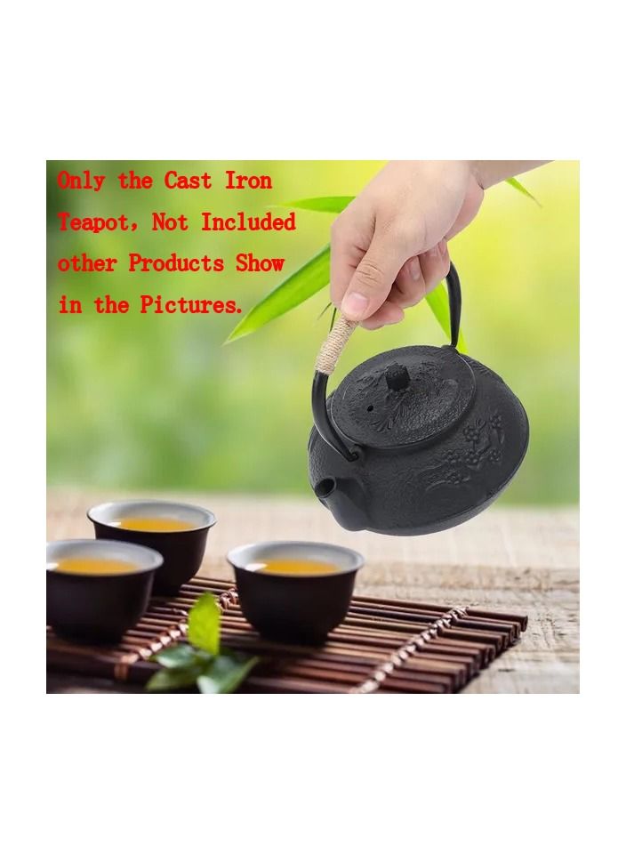 1-Piece Cast Iron Teapot,0.9L Household Mini Black Iron Kettle,Teapot Use for Teahouse/Home/Hotel/Restaurant Supplies