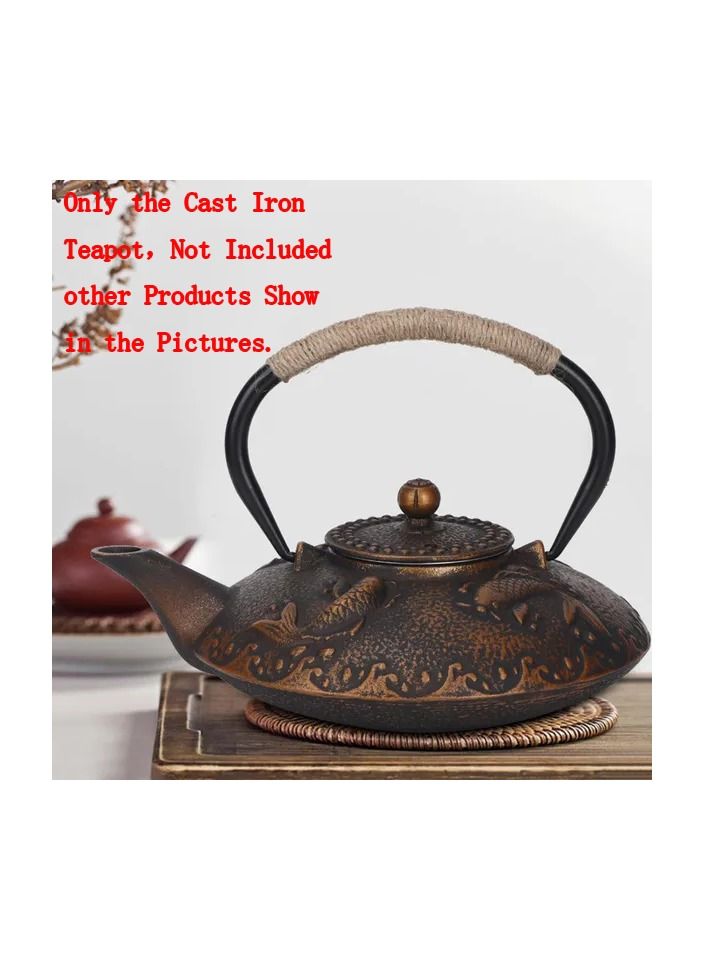 1-Piece Cast Iron Teapot,0.9L Household Mini Black Iron Kettle,Teapot Use for Teahouse/Home/Hotel/Restaurant Supplies