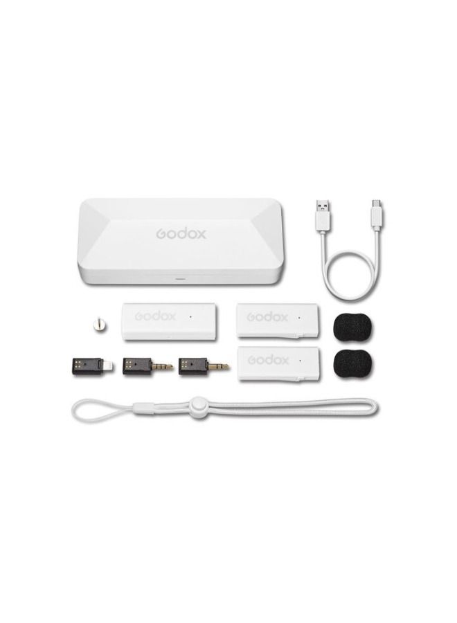 Godox MoveLink Mini LT 2-Person Wireless Microphone System for Cameras & iOS Devices (2.4 GHz, Cloud White)