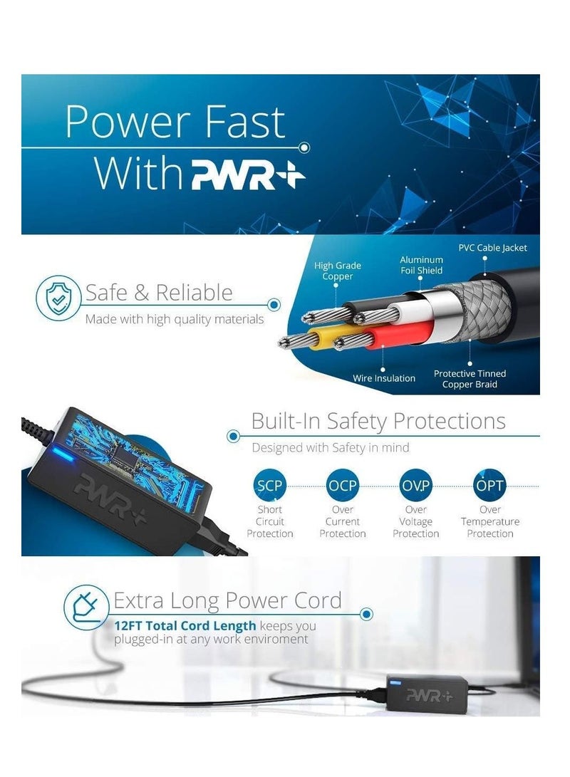 Pwr 12V Power Adapter for Netgear Nighthawk Pro Gaming Router: UL Listed 12 Ft Cord Netgear Charger AC2600 XR500 AC2400 AC2300 R6220 R6300 R6400 R6700 R7000 C3000 C3700 C6300 CM1000 CM400 CM500 CM600