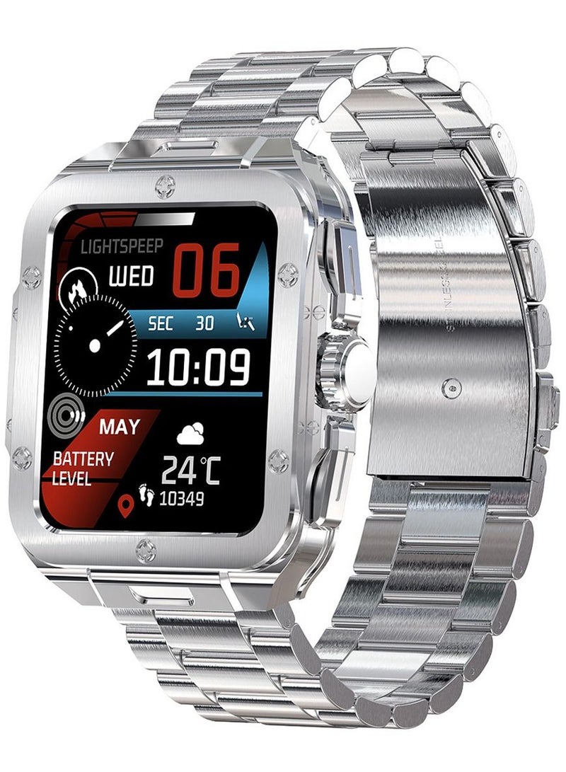 Men's Smartwatch Waterproof Stainless Steel Tonneau Smart Watch for Women Sports Fitness Tracker, Heart Rate Monitoring, Bluetooth Call