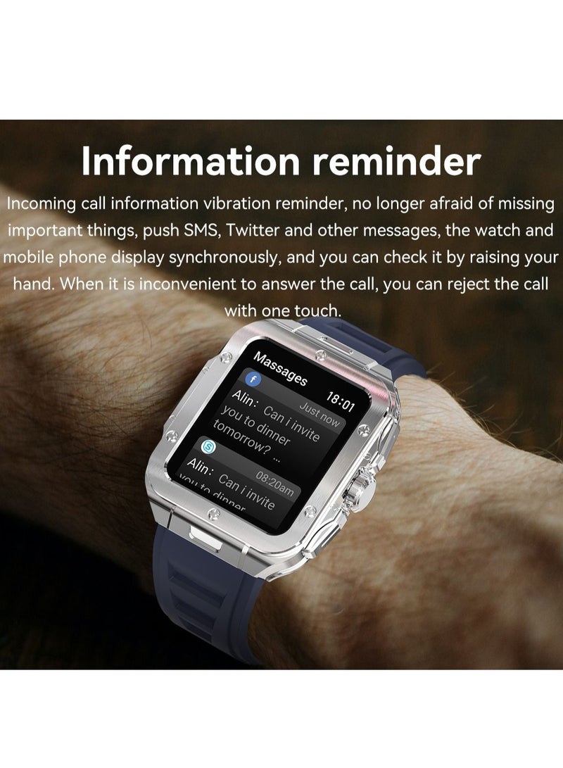 Men's Smartwatch Waterproof Stainless Steel Tonneau Smart Watch for Women Sports Fitness Tracker, Heart Rate Monitoring, Bluetooth Call