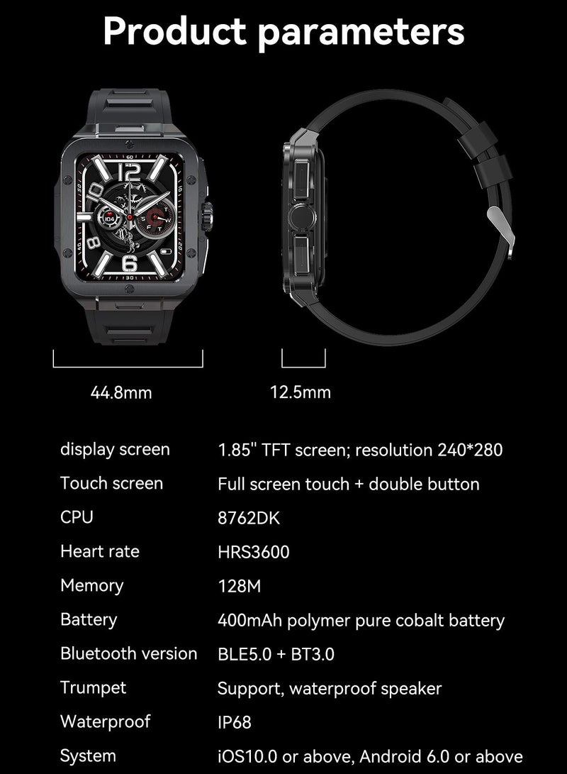 Men's Smartwatch Waterproof Stainless Steel Tonneau Smart Watch for Women Sports Fitness Tracker, Heart Rate Monitoring, Bluetooth Call
