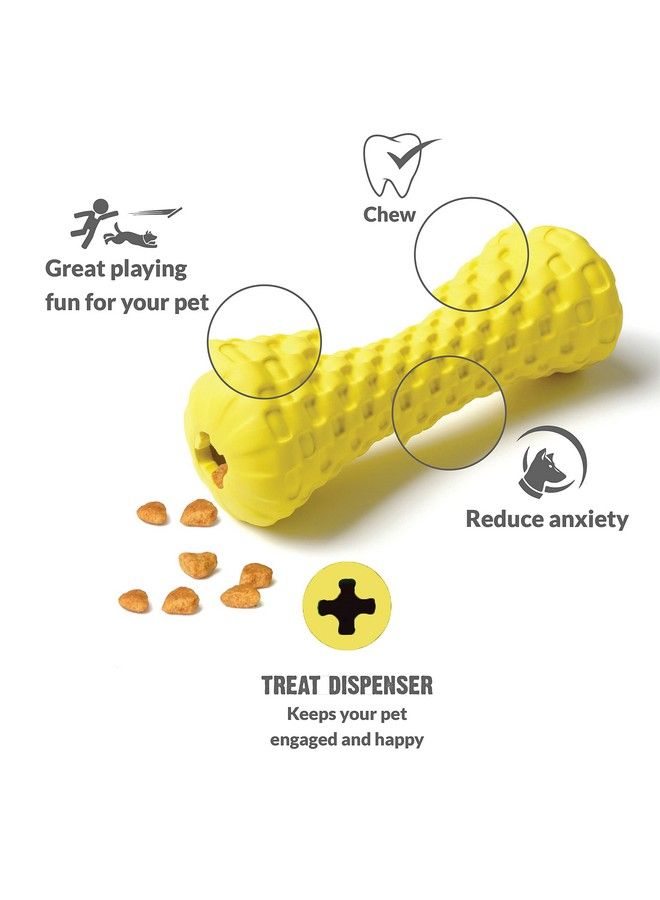 Dog Toys ; Natural Rubber Dumbbell Treat Dispensing Toys For Dogs; Nontoxic Chew Toys For Dogs ; Ideal Interactive Dog Toy For All Breeds And Sizes