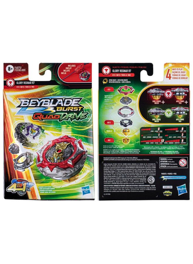 Burst Quaddrive Glory Regnar R7 Spinning Top Starter Packbalance Type Battling Game With Launcher Toy For Kids