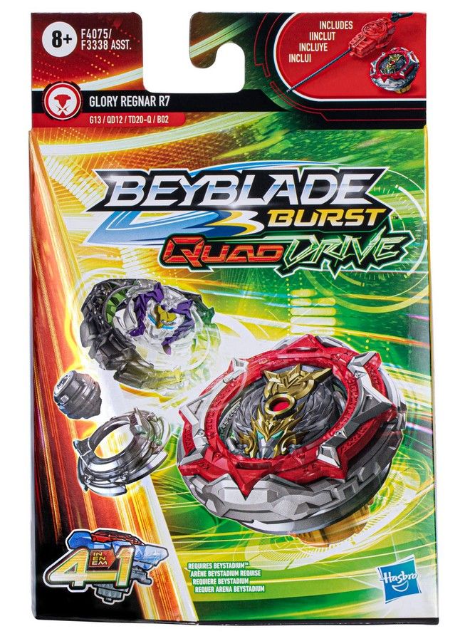 Burst Quaddrive Glory Regnar R7 Spinning Top Starter Packbalance Type Battling Game With Launcher Toy For Kids