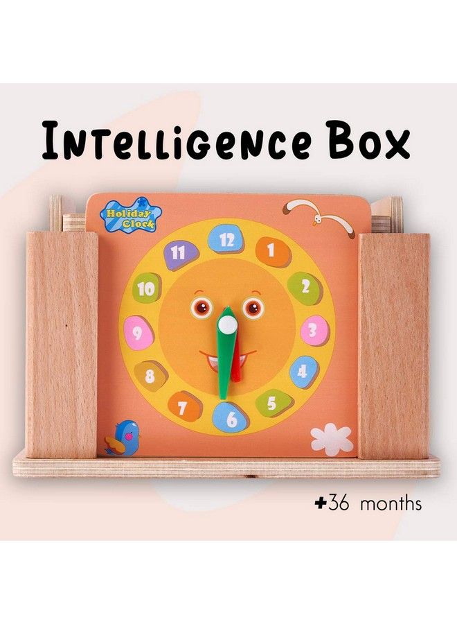 Wooden Colorful Intelligence Box Toys For Kids Wooden Blocks Shape Matching Kids Toys With 5 Panels & Clock Early Educational Learning Toy For Kids Boys & Girls (0 Pieces)