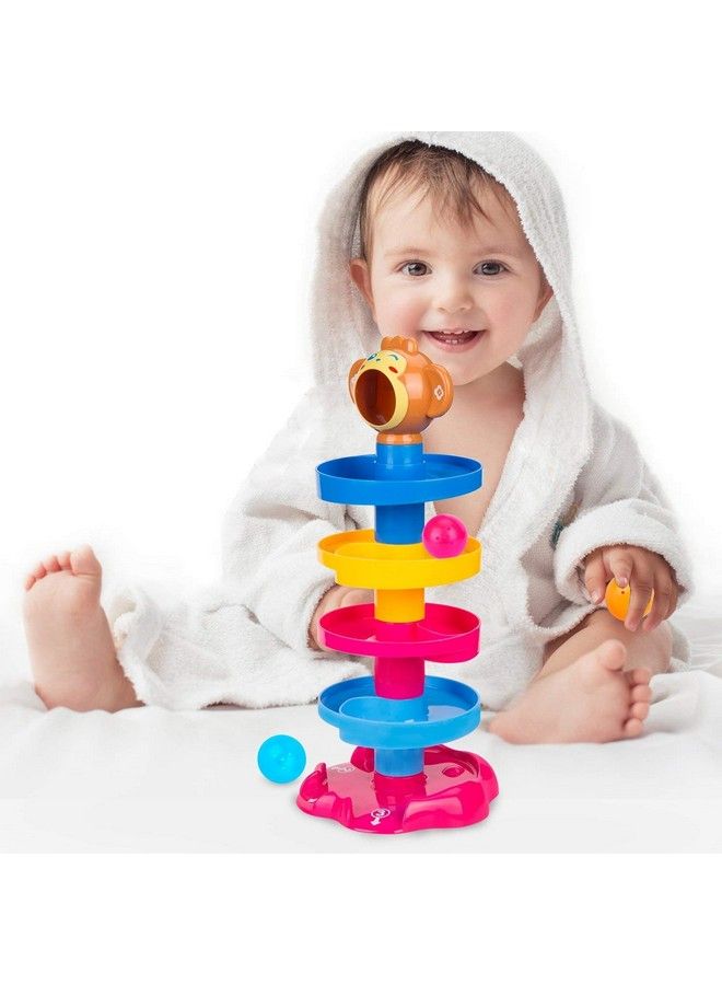 Monkey Ball Drop Toy For Babies And Toddlers New 5 Layer Tower Run With Swirling Ramps And 3 Puzzle Rattle Balls Best Educational Development Toy Set For Kids Multi Color