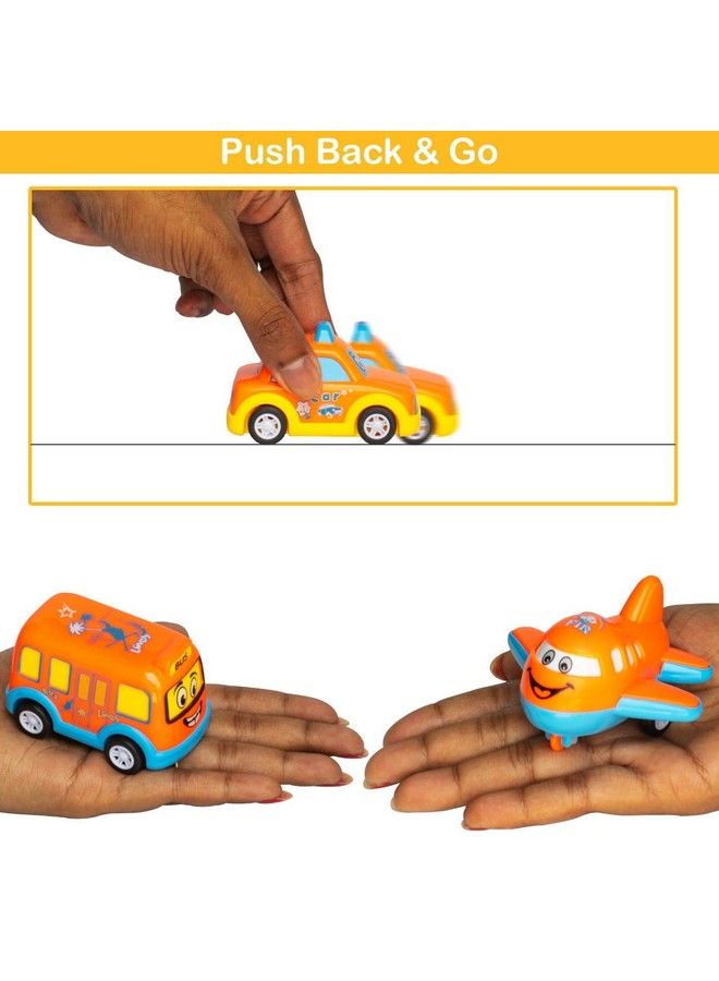 Unbreakable Pull Back Vehicles; Push And Go Crawling Toy For Kids & Children Power Friction Cars For 3+ Years Old Boys;Girls (Pack Of 7)