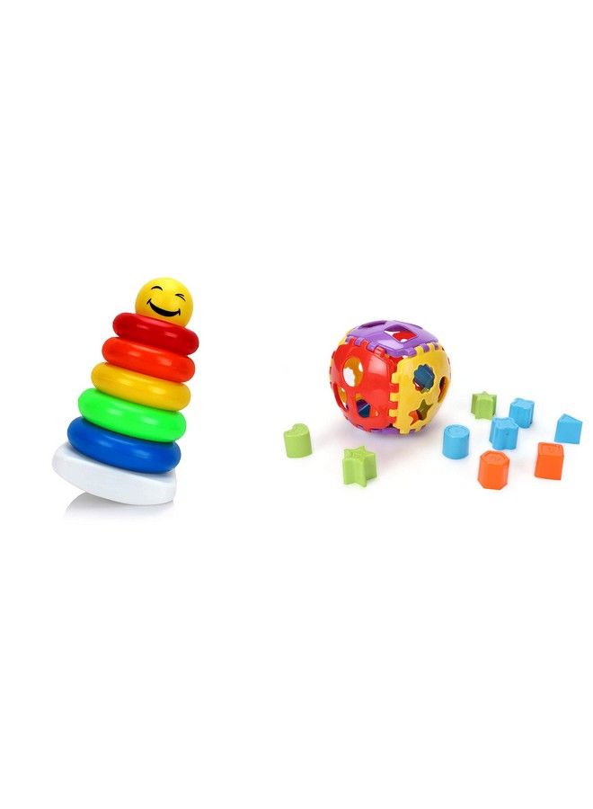 Sorting And Stacking Toddlers Toys (2 In 1 Smiley Ring & Shape Sorter Ball)