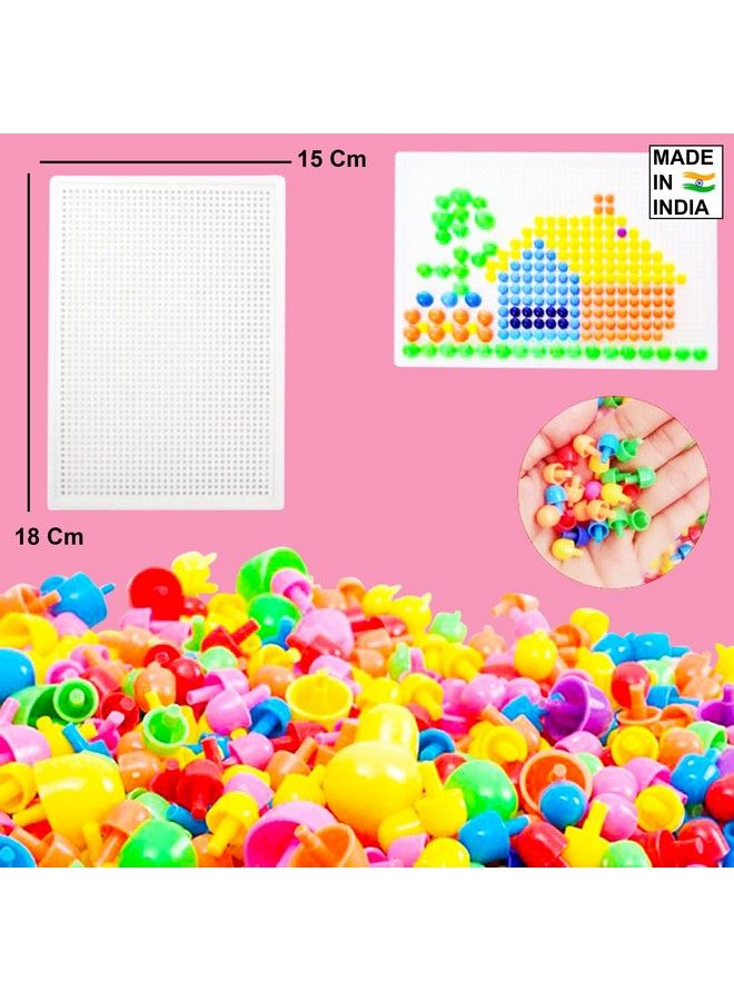 Creative Jigsaw Puzzle Building Nails Blocks ; Colorful Nails ; Pegboard Educational Toy For Kids (Multicolored)