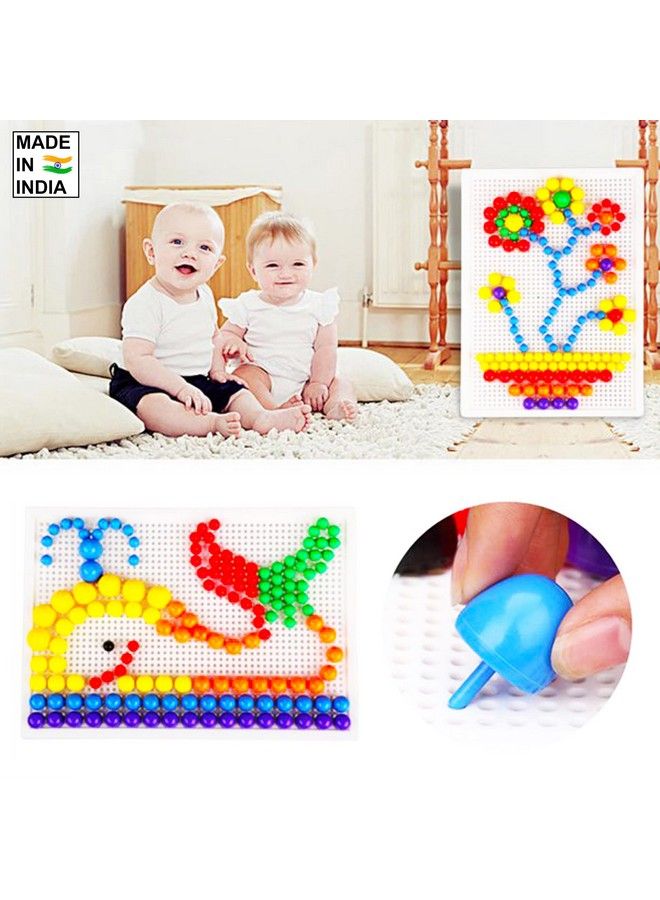 Creative Jigsaw Puzzle Building Nails Blocks ; Colorful Nails ; Pegboard Educational Toy For Kids (Multicolored)