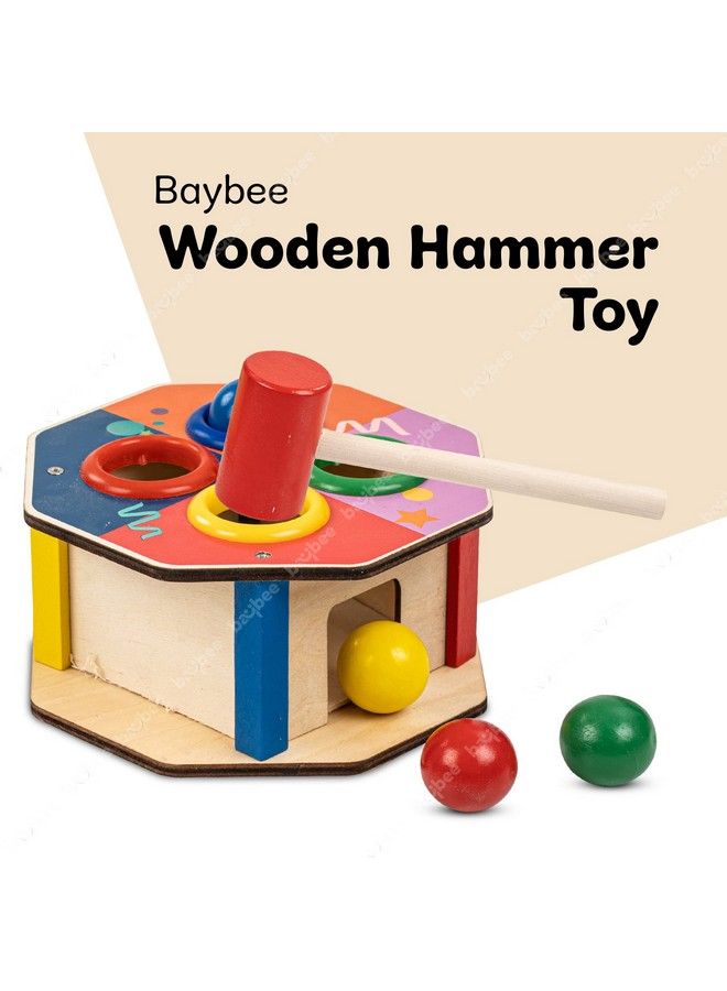 Wooden Hammer Ball Knock Pounding Bench With Box Case Kids Toys Set Wooden Hammer Toys Develops Fine Motor & Dexterity Skills Learning Educational Hammer Toys For Kids 3+ Years (Assorted)