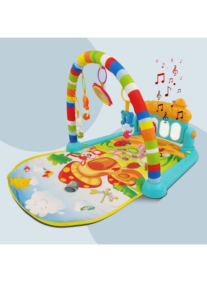 2 In 1 Baby Kick And Play Piano Gym Mat Rack Fitness Rack With Hanging Rattles Lights & Musical Keyboard Mat Multifunction Crawling Mat Early Educational Toy For 018 Months Baby (Multicolor)