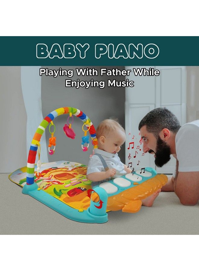 2 In 1 Baby Kick And Play Piano Gym Mat Rack Fitness Rack With Hanging Rattles Lights & Musical Keyboard Mat Multifunction Crawling Mat Early Educational Toy For 018 Months Baby (Multicolor)