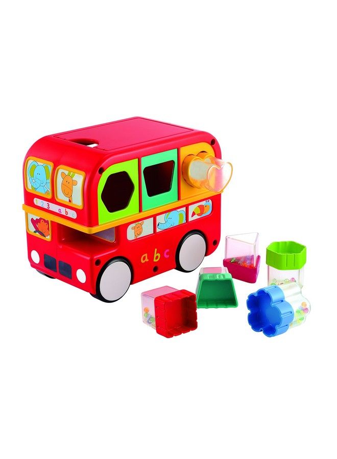 Shape Sorting Bus Educational Push Along Toy With Blocks Features Shapes Free Wheeling Colours 6 Months & Above Infant And Preschool Toys Red