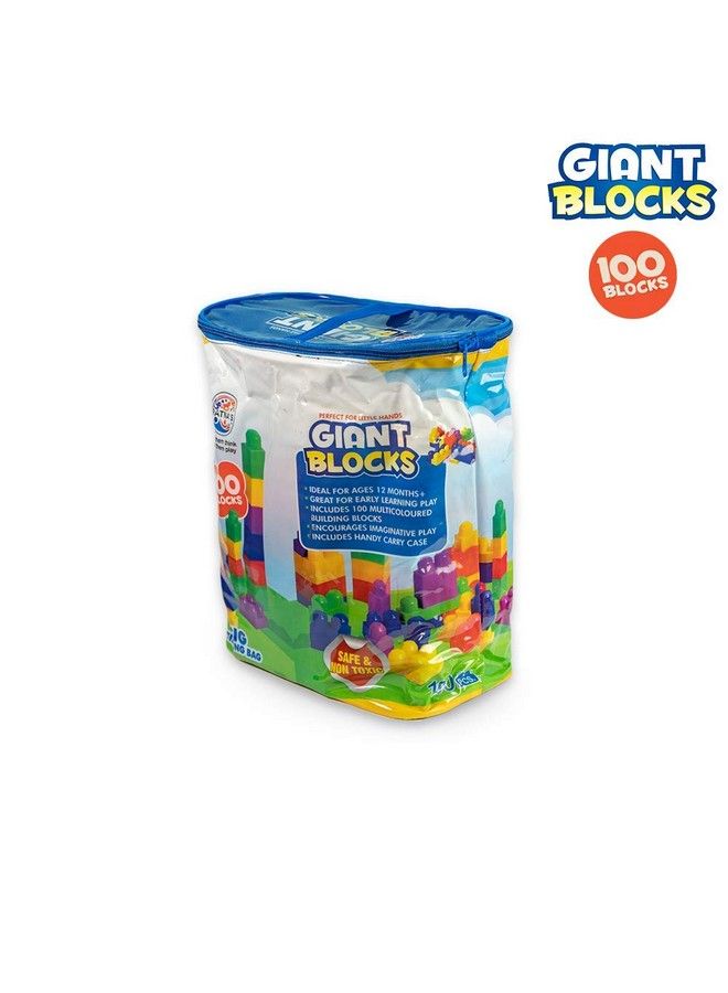 Giant Blocks Big Building Bag With Big Building Blocks Building Toys For Toddlers (100 Pieces)Blue Bag