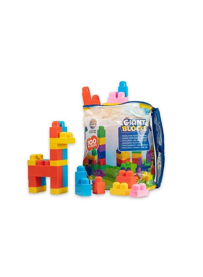 Giant Blocks Big Building Bag With Big Building Blocks Building Toys For Toddlers (100 Pieces)Blue Bag