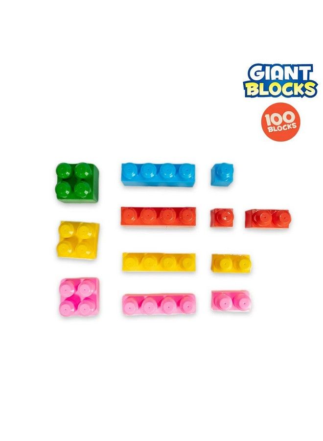 Giant Blocks Big Building Bag With Big Building Blocks Building Toys For Toddlers (100 Pieces)Blue Bag