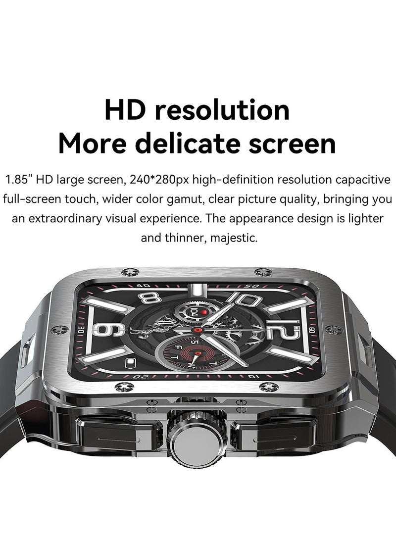 Men's Smartwatch Waterproof Stainless Steel Tonneau Smart Watch for Women Sports Fitness Tracker, Heart Rate Monitoring, Bluetooth Call