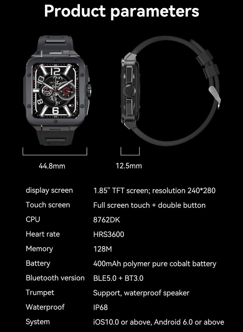 Men's Smartwatch Waterproof Stainless Steel Tonneau Smart Watch for Women Sports Fitness Tracker, Heart Rate Monitoring, Bluetooth Call