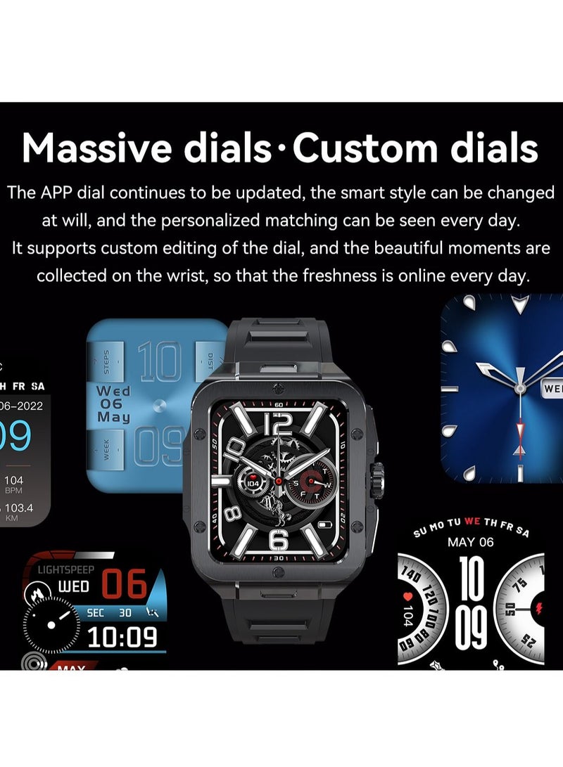 Men's Smartwatch Waterproof Stainless Steel Tonneau Smart Watch for Women Sports Fitness Tracker, Heart Rate Monitoring, Bluetooth Call