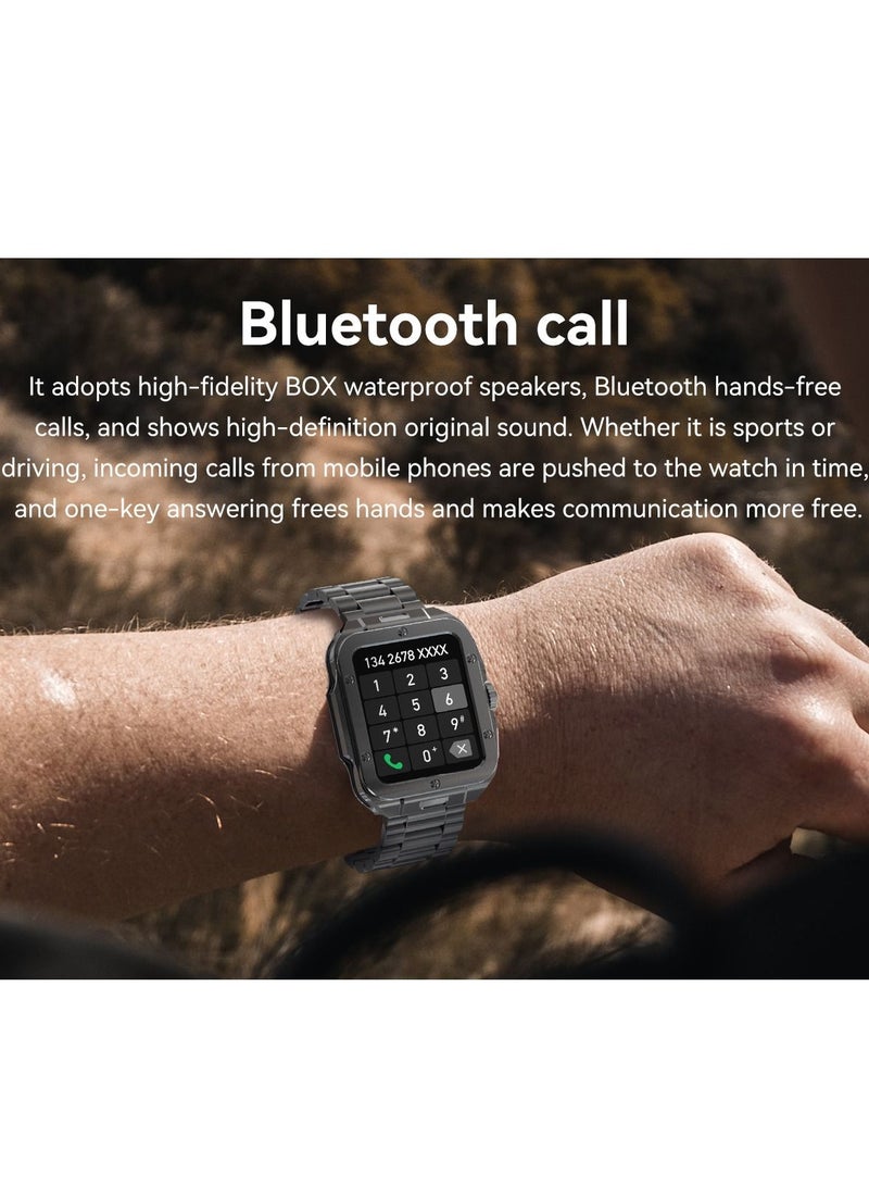 Men's Smartwatch Waterproof Stainless Steel Tonneau Smart Watch for Women Sports Fitness Tracker, Heart Rate Monitoring, Bluetooth Call