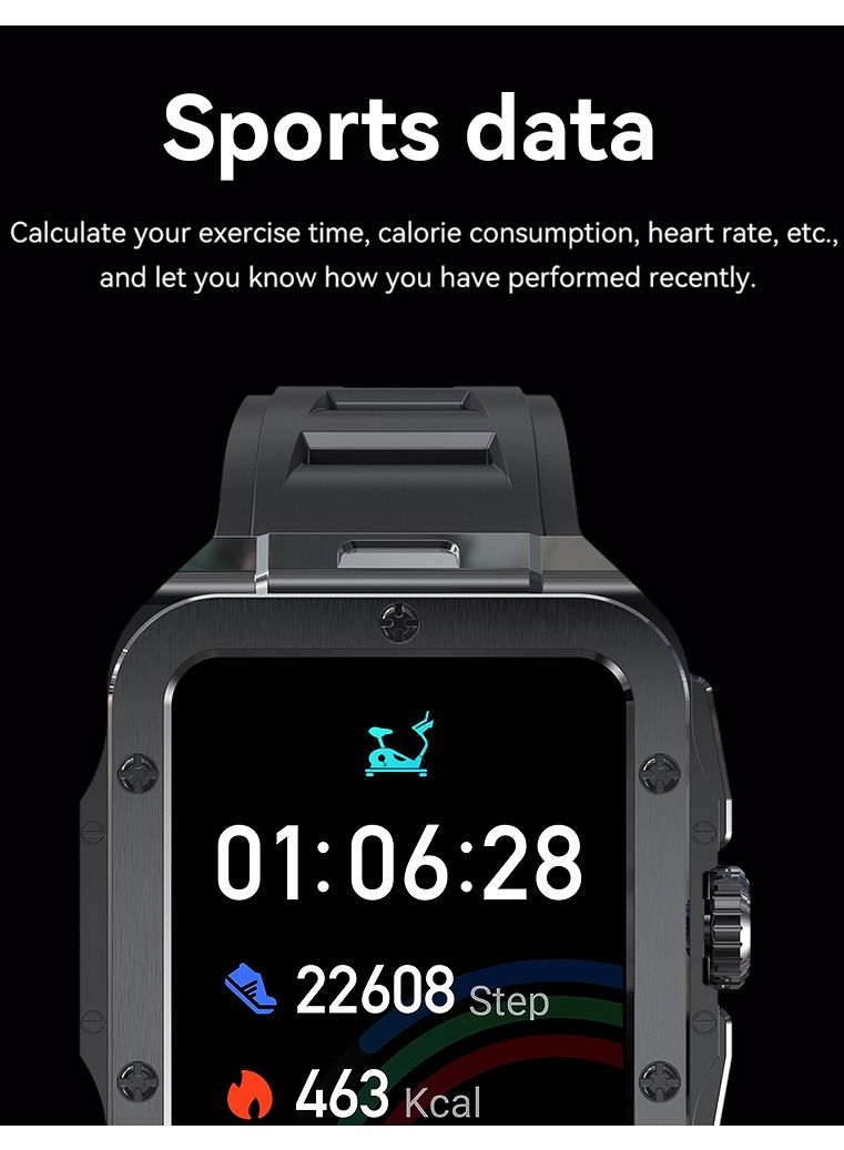 Men's Smartwatch Waterproof Stainless Steel Tonneau Smart Watch for Women Sports Fitness Tracker, Heart Rate Monitoring, Bluetooth Call