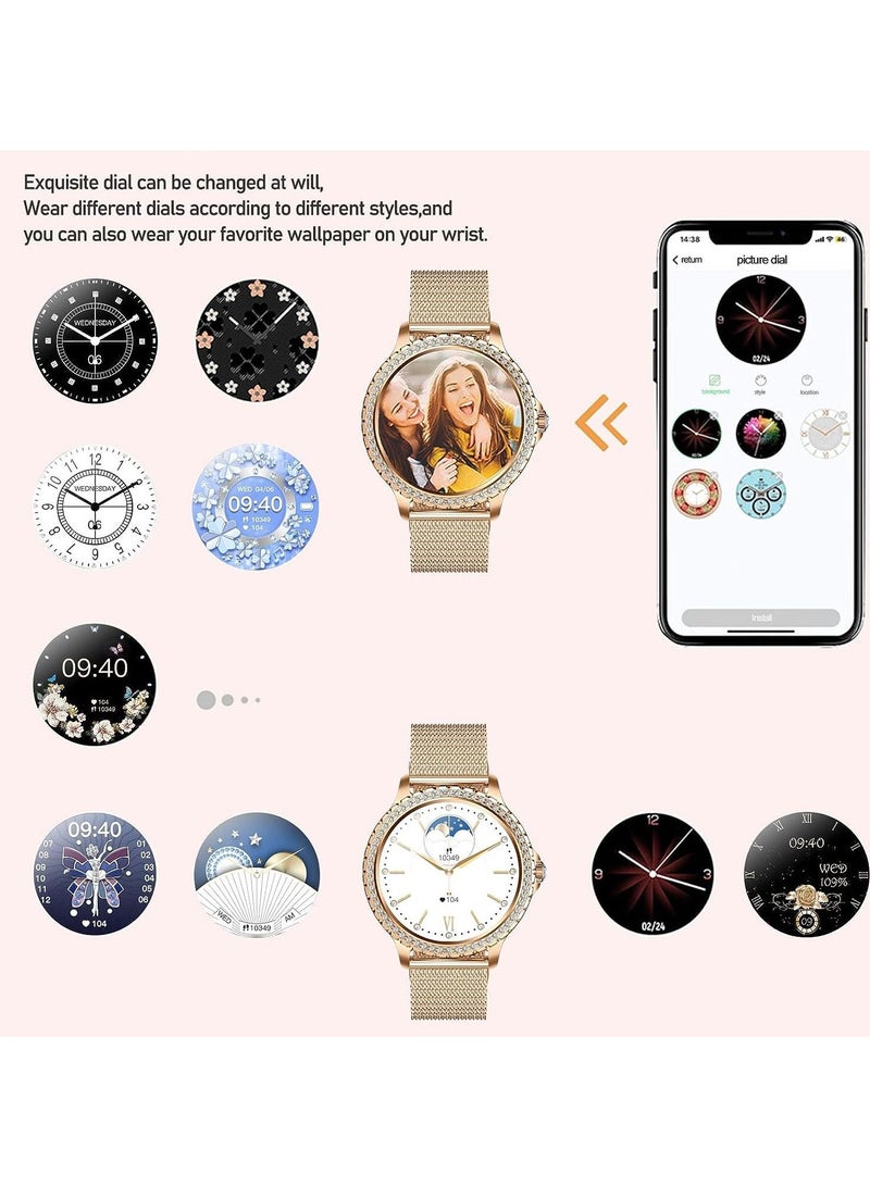 Women's Smartwatch 1.3 Inch Sports SmartWatch with Bluetooth Calling Fitness Tracker Sleep Heart Rate Monitor Smart Watch for Android iOS Pedometer