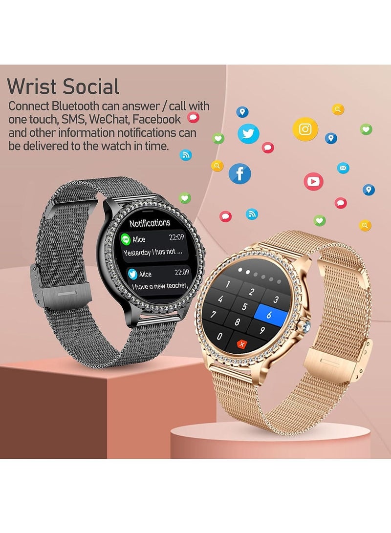 Women's Smartwatch 1.3 Inch Sports SmartWatch with Bluetooth Calling Fitness Tracker Sleep Heart Rate Monitor Smart Watch for Android iOS Pedometer